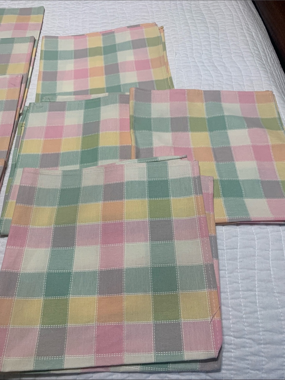 Longaberger Fabric Pastel Plaid napkins and placemats-4 of each.